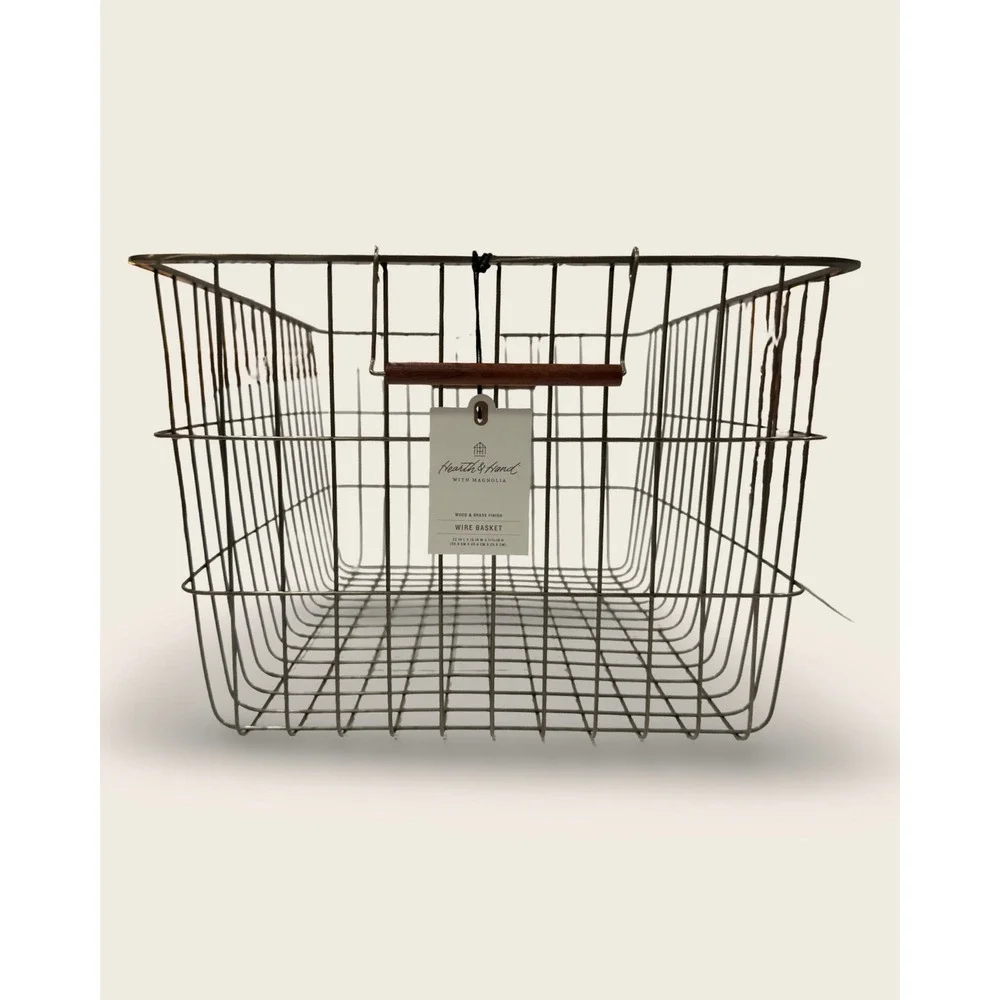Large Rectangular Brass Wire Storage Basket - Hearth & Hand Magnolia, Target